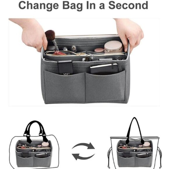 Insert/Organizer- MD- Designer Handbags/Totes -Gray Style 1- NWT - Picture 4 of 7